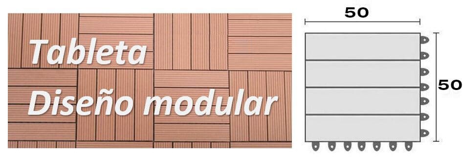 PISO DECK TABLETA diseño modular de 50x50