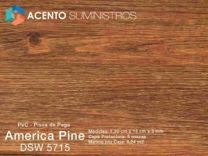 Piso de PVC pega color America Pine DSW 5715 Acento Suministros