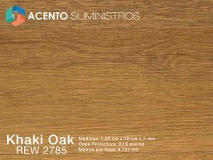 Pisos laminado tipo madera de color marron PVC Pega Decotile 2mm Khaki Oak REW 2785