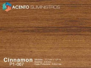 Piso Cinnamon 2,5mm PVC pega tipo madera Acento Suministros