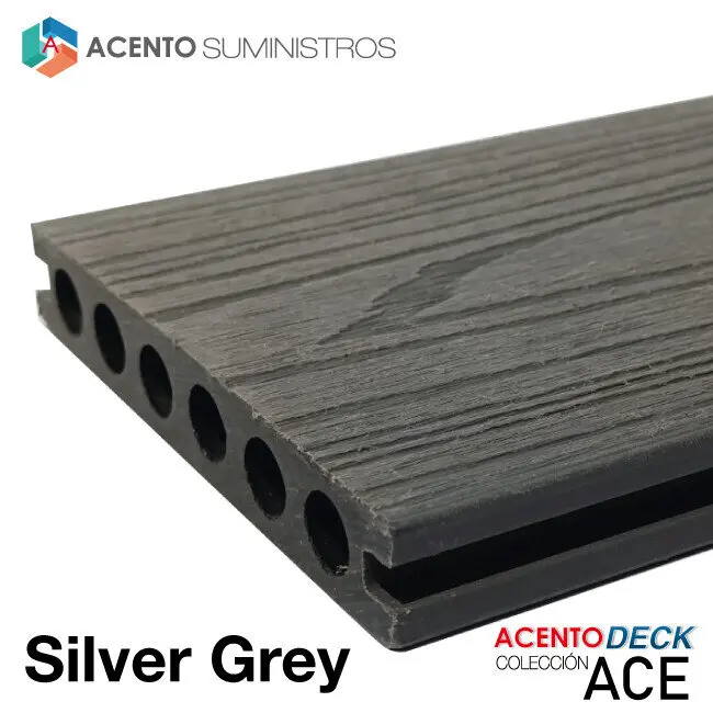 Piso deck wpc Acentodeck estructurado coleccion ACE color gray color gris PISO DECK WPC acentodeck estructurado colección ACE color silver gray color gris desde 120.000 m2 envios a nivel nacional con grapa y tornillos especializados