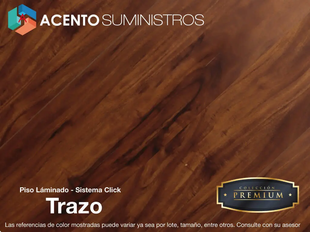 Pisos laminados para residenciales color cafe oscuro rojizo, color trazo. Acento Suministros & Proyectos Colombia