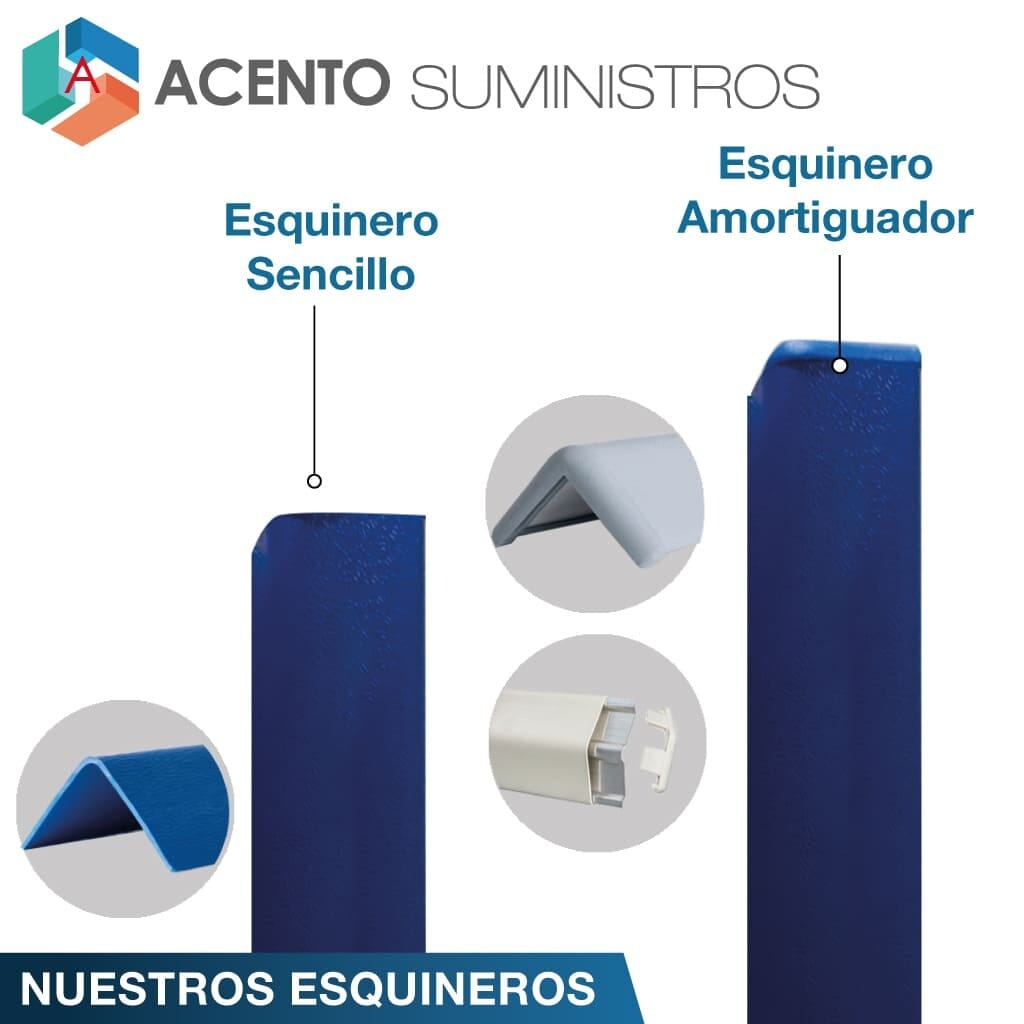 Esquineros Sencillos y amortiguadores en varios colores con alto de 1,50cm Acento Suministros