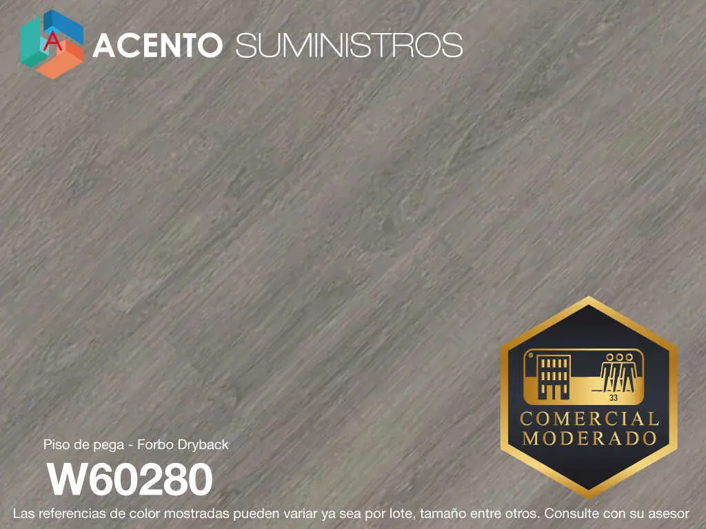 Piso de pega LVT Forbo Dryback color gris W60280 Acento Suministros Piso de pega LVT Forbo Dryback color gris W60280 Acento Suministros