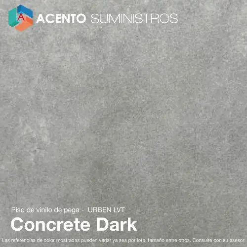 Piso vinilico de pega LVT Urben Concrete Dark Acento Suministros Piso vinilico de pega LVT Urben Concrete Dark Acento Suministros pisos acabado industrial para areas de oficinas y residencial
