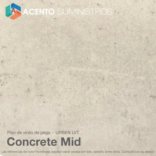 Piso vinilico de pega LVT Urben Concrete Mid Acento Suministros Piso vinilico de pega LVT Urben Concrete Mid tipo baldosa y tipo SPC Acento Suministros