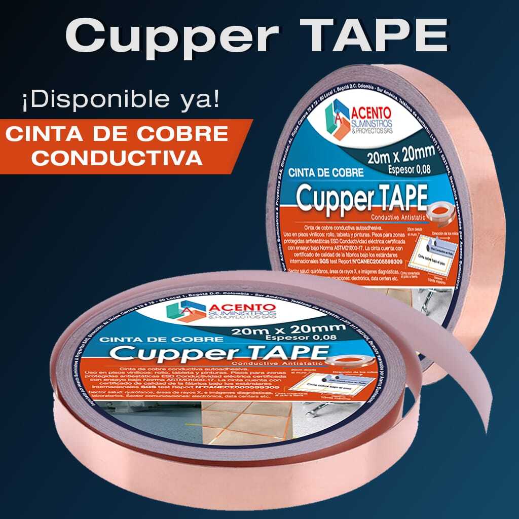 Cinta de cobre para conectar y disipar la energia conductiva de quirofanos Acento Suministros