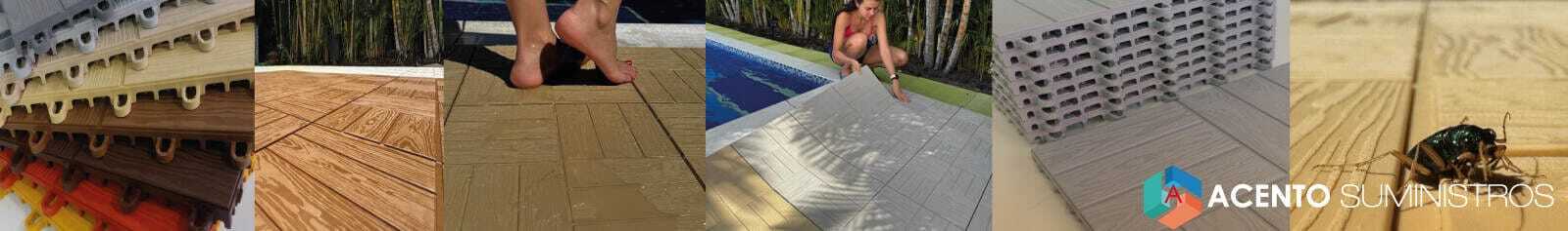 Piso Deck modular estilo madera de 30,8cm x 30,8cm Acento Suministros