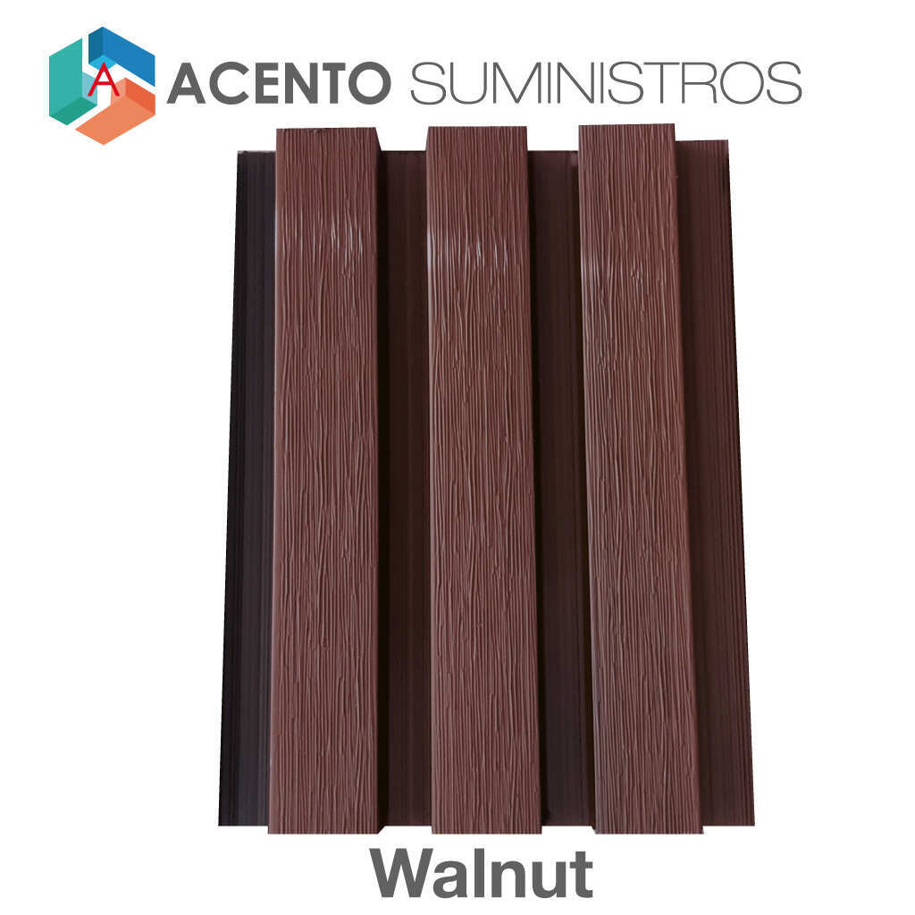 Acento Panel WPC Wall walnut Acento Suministros Panel exterior wall wpc para revestimiento de fachadas de color walnut